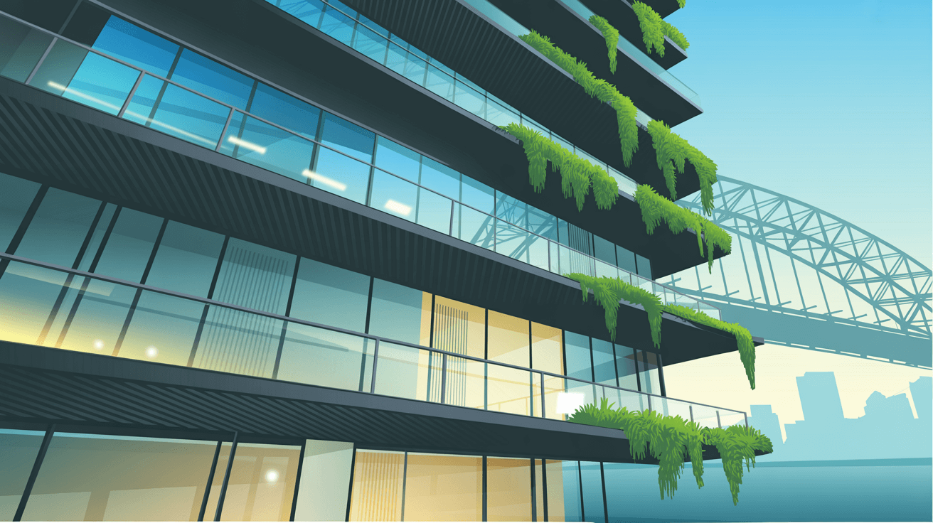 Modern office building in Sydney with contemporary architecture and design