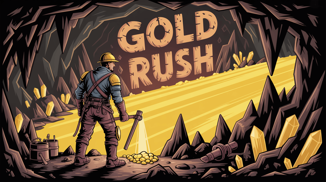 Mining adventure game with treasure hunting elements